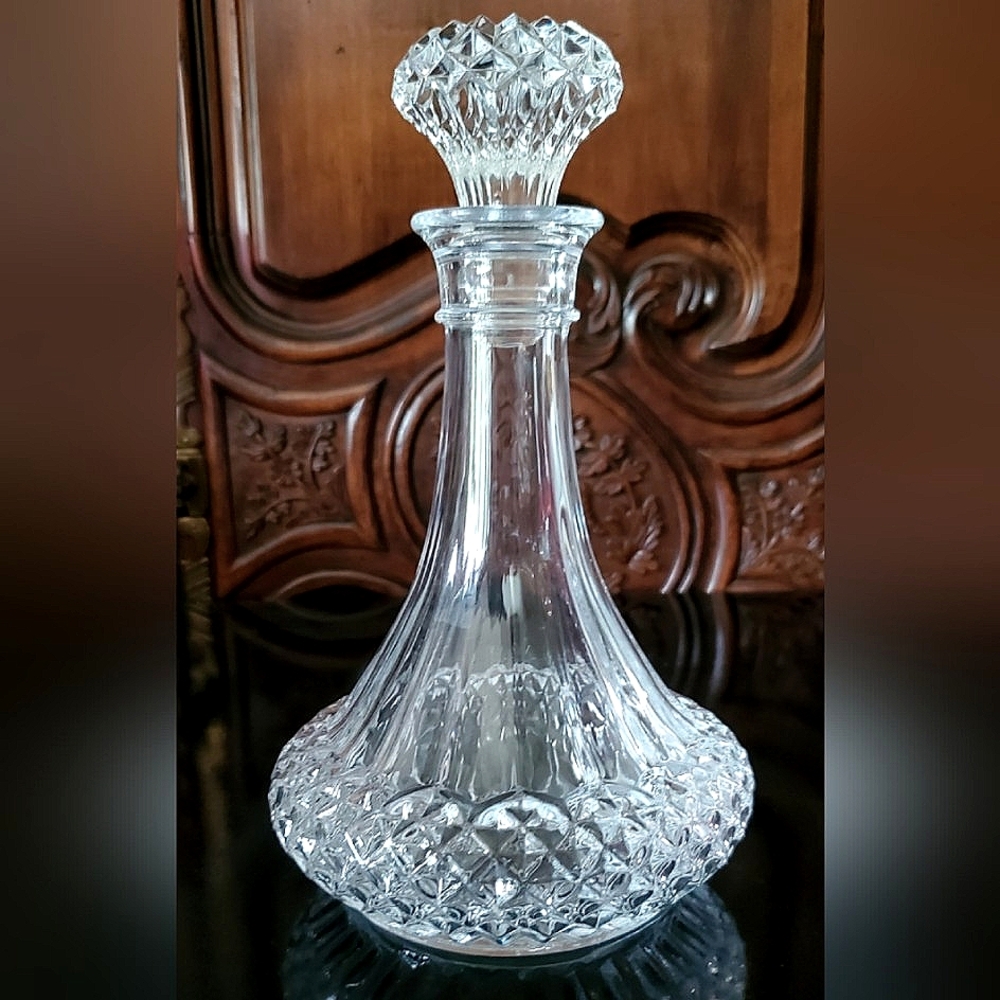Vntg French Lead Crystal Longchamp Decanter & Stopper Cristal D'Arques-Durand